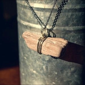 Petrified wood wire wrapped necklace